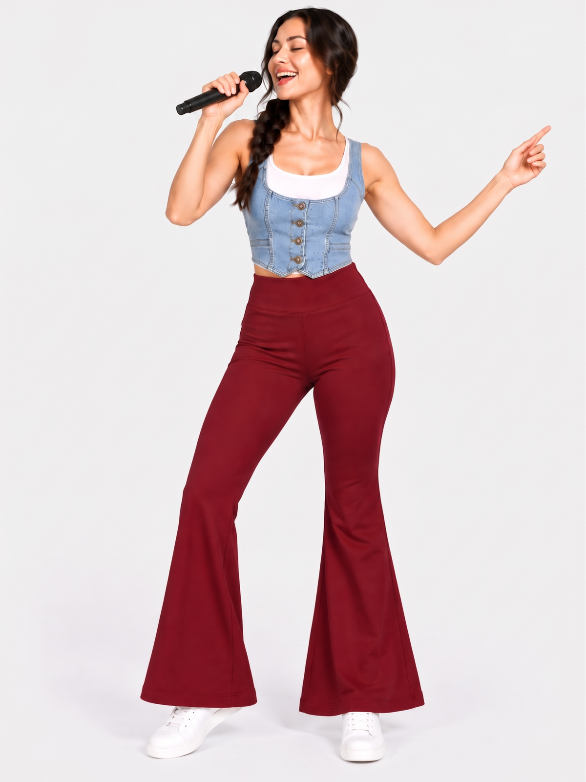 Super Soft Cotton Flared Pants - Maroon