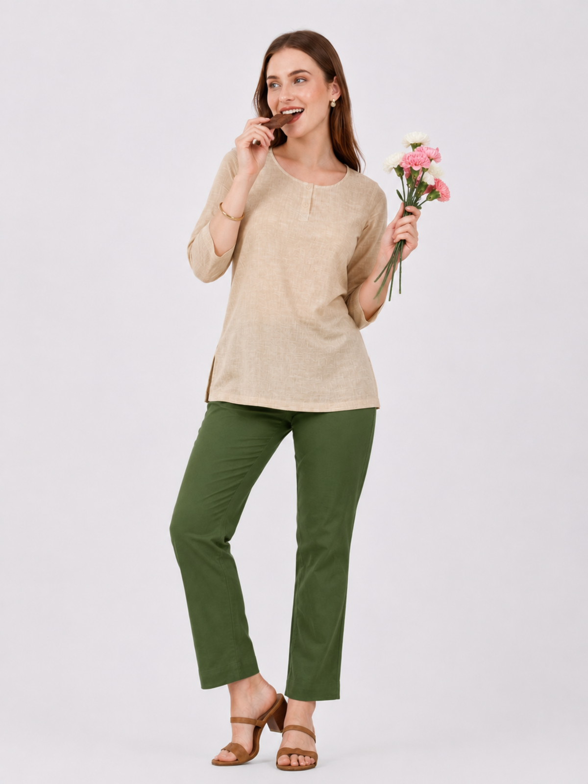 Stylish Women's Rayon Kurti Pants - Olive Green