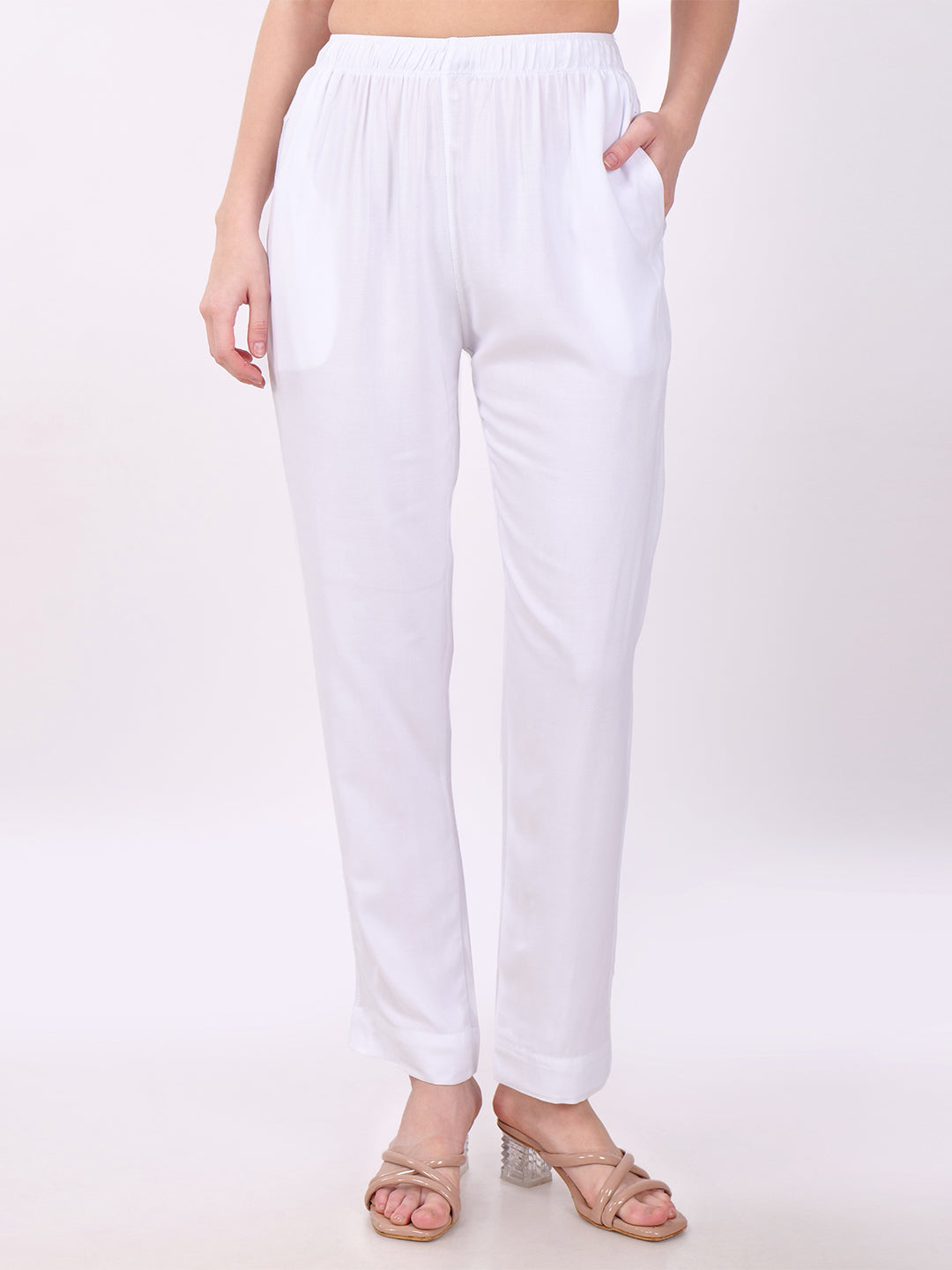 Stylish Women's Rayon Kurti Pants - White