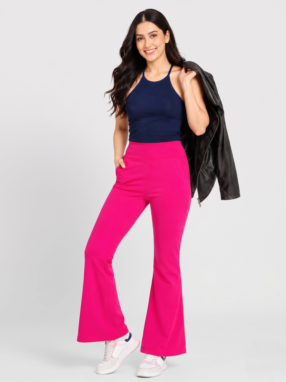Super Soft Cotton Flared Pants - Magenta