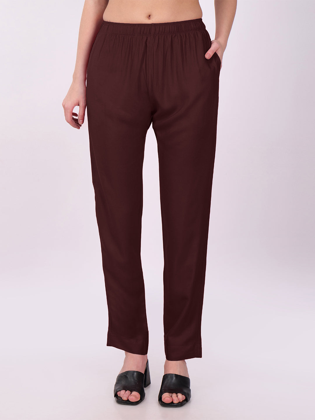 Stylish Women's Rayon Kurti Pants - Coffee Brown