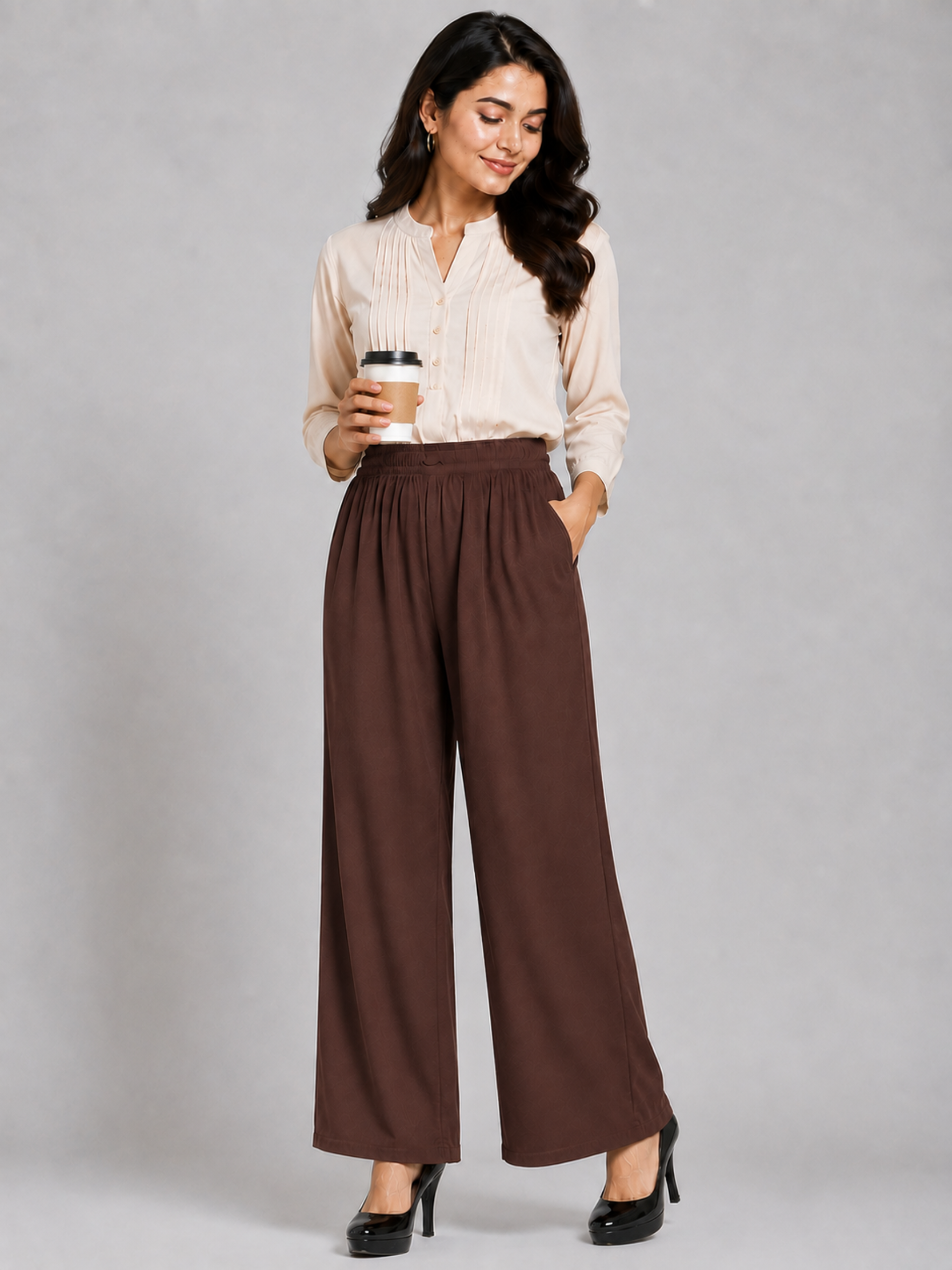 Stylish Women's Palazzo - Coffee Brown