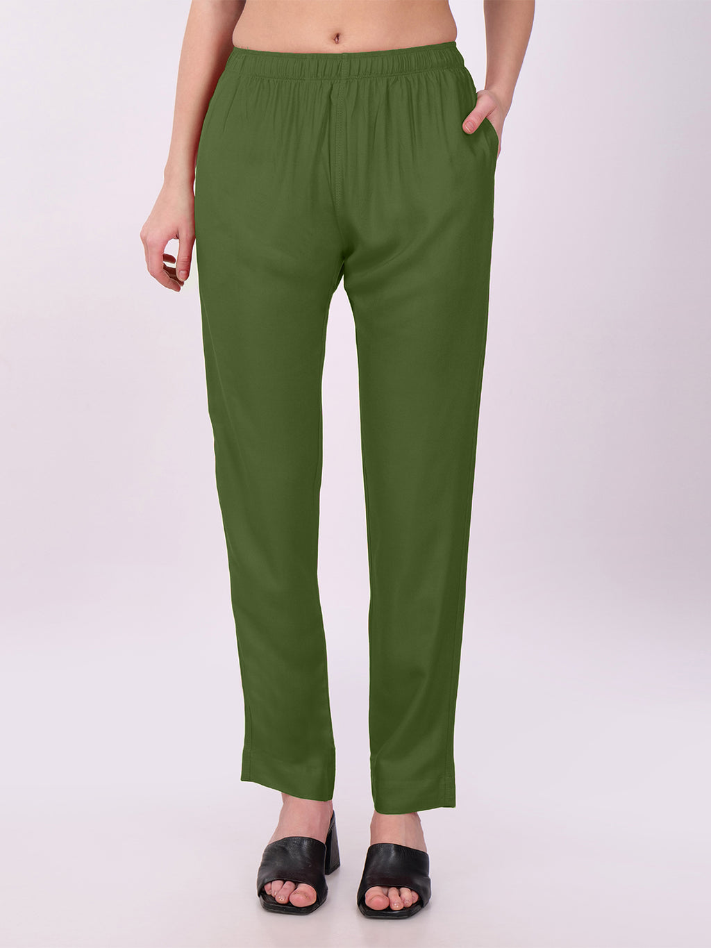 Stylish Women's Rayon Kurti Pants - Olive Green