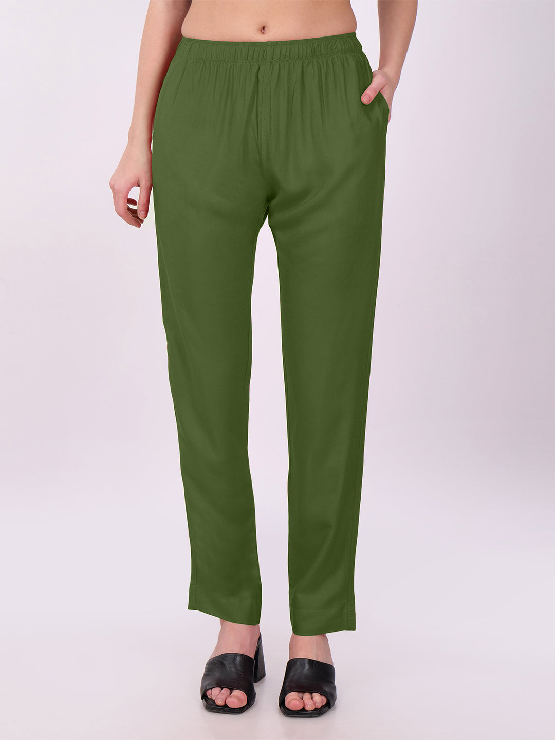 Stylish Women's Rayon Kurti Pants - Olive Green