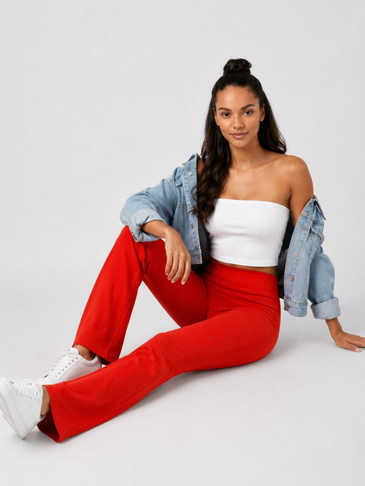 Super Soft Cotton Flared Pants - Red
