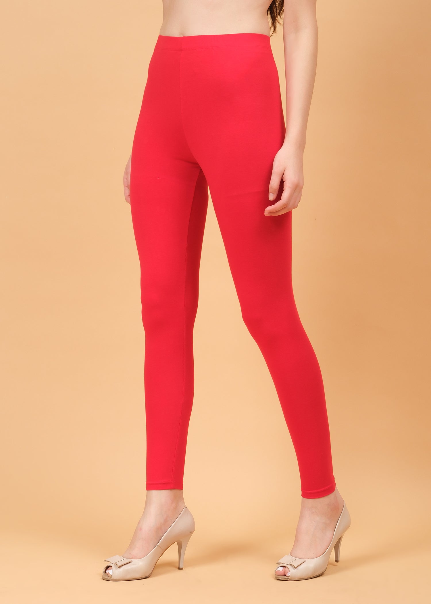 Women Ankle Length Leggings - Red