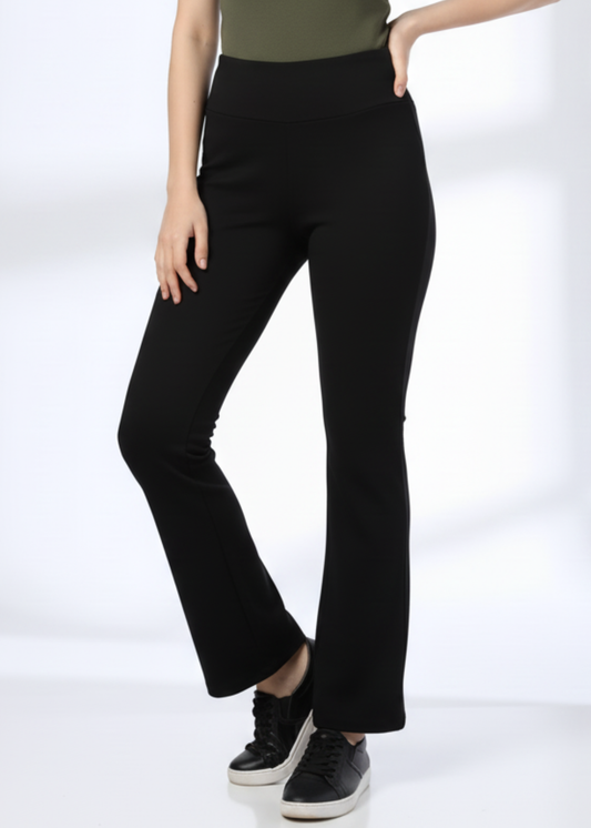 Super Soft Cotton Flared Pants - Black