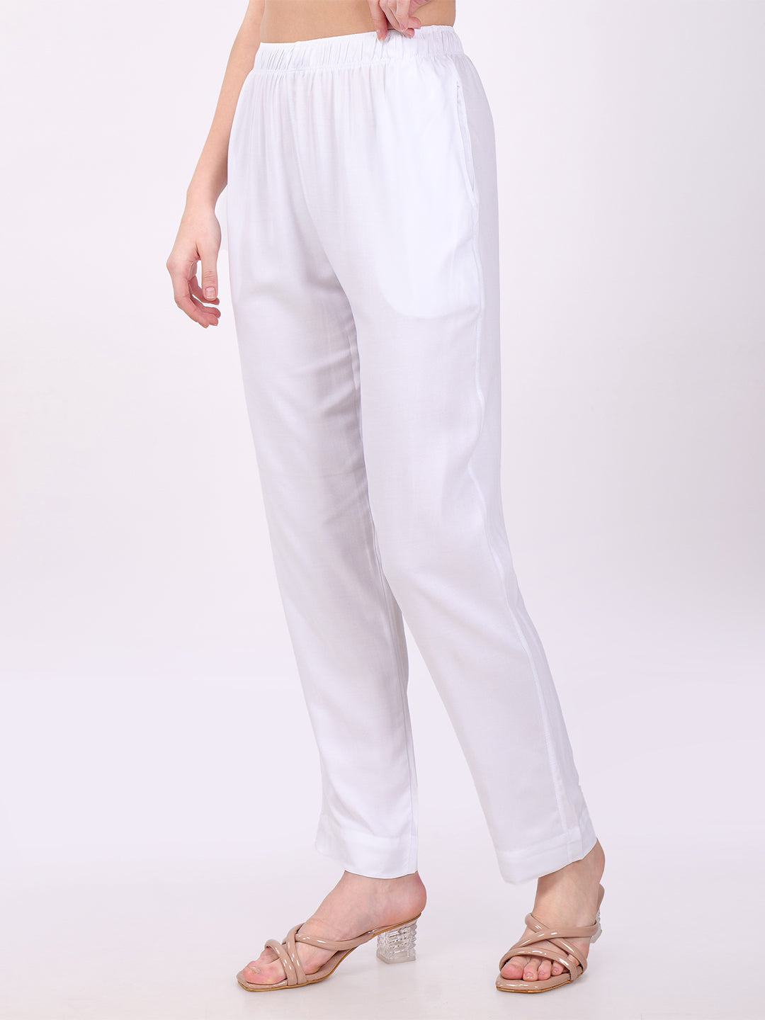 Stylish Women's Rayon Kurti Pants - White
