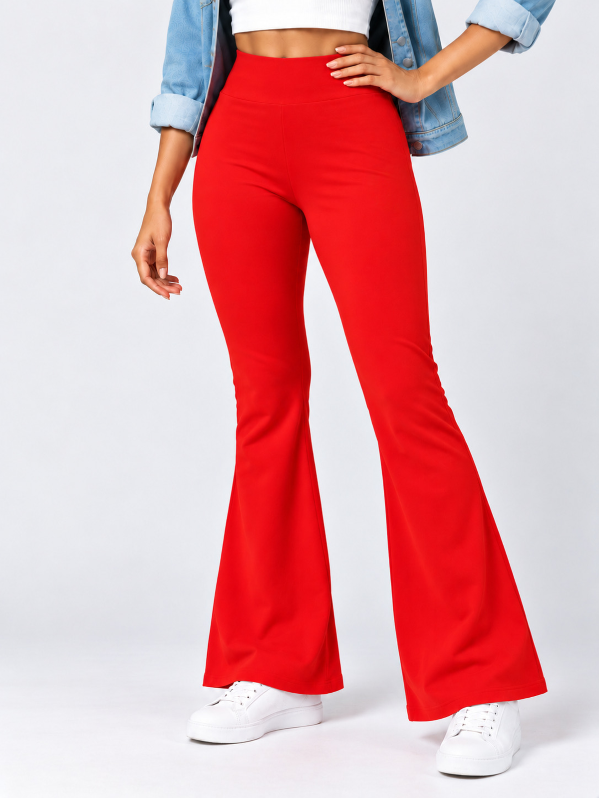 Super Soft Cotton Flared Pants - Red