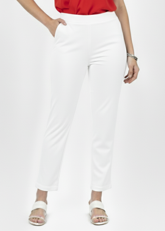 Super Soft Cotton Straight Pants - White