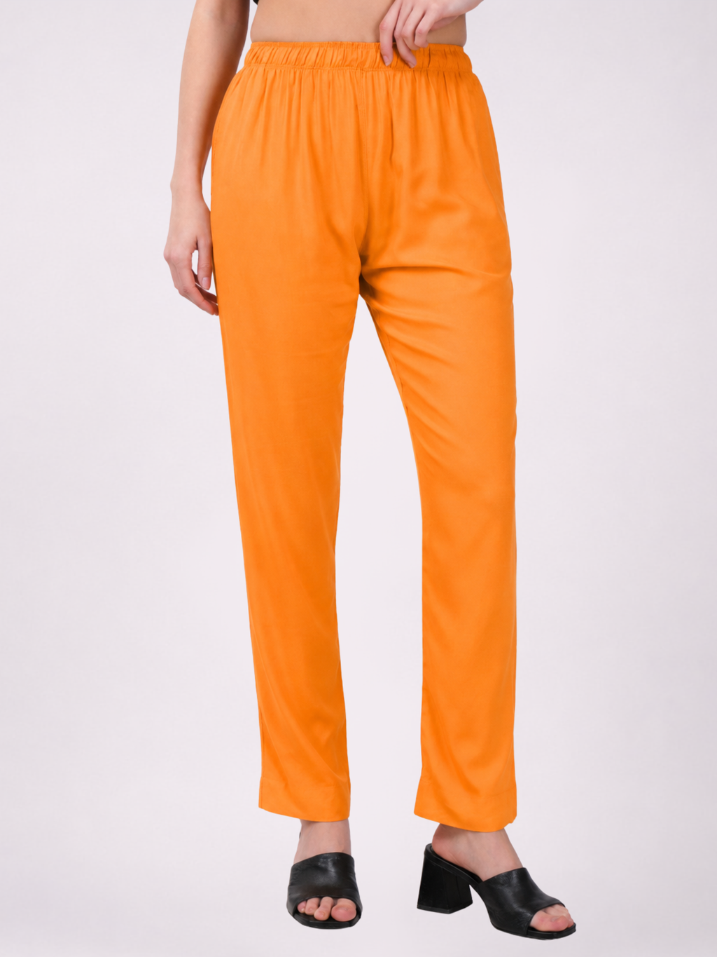 Stylish Women's Rayon Kurti Pants - Orange