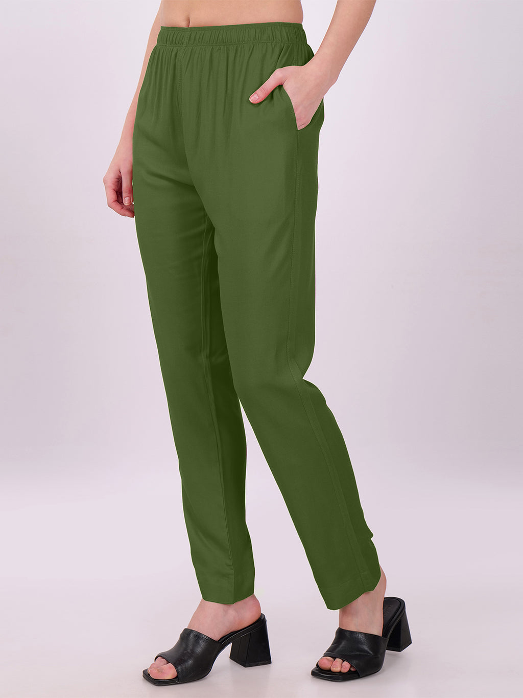Stylish Women's Rayon Kurti Pants - Olive Green