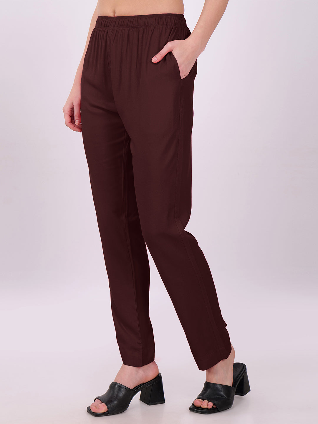 Stylish Women's Rayon Kurti Pants - Coffee Brown
