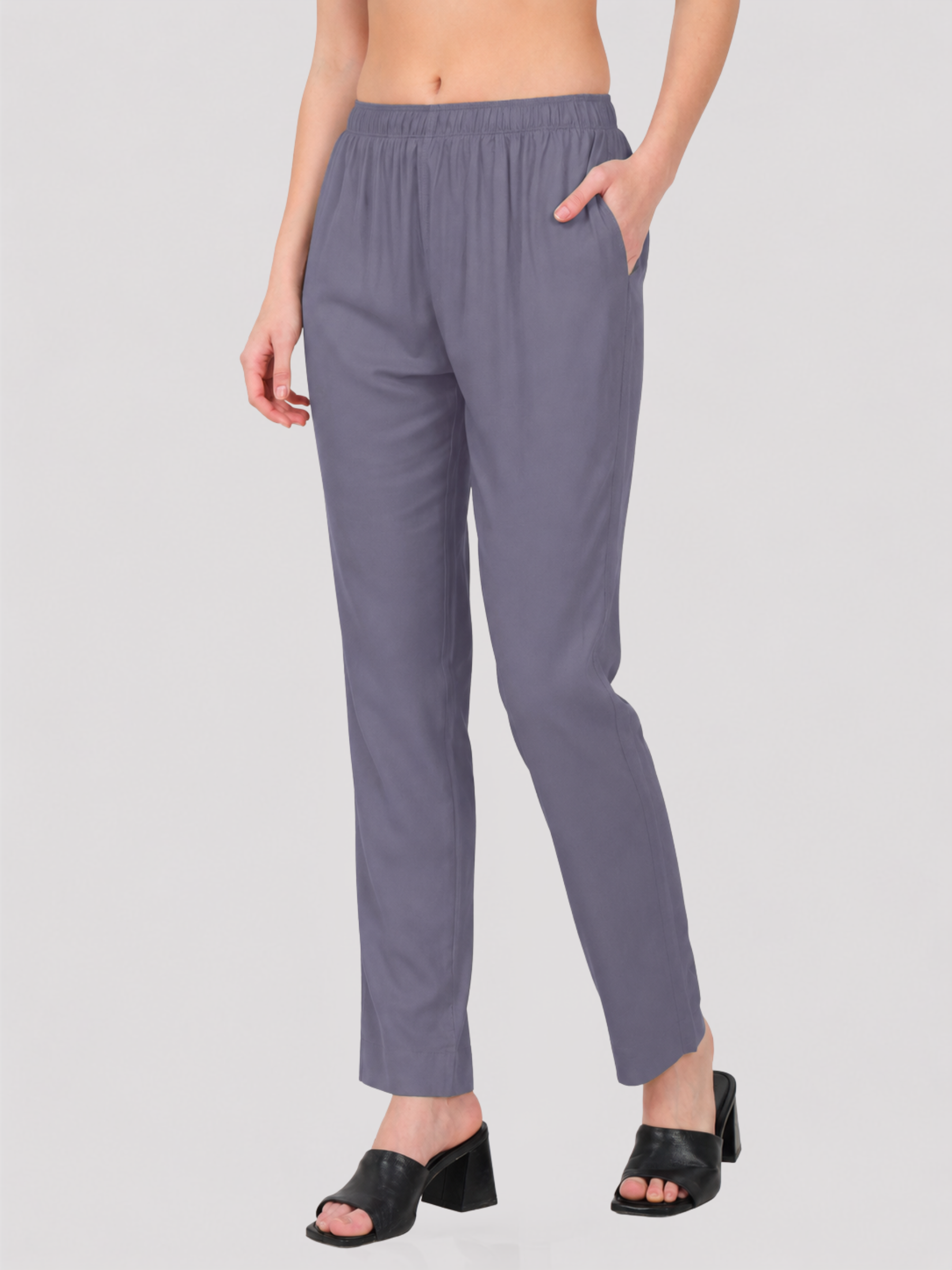 Stylish Women's Rayon Kurti Pants - Grey