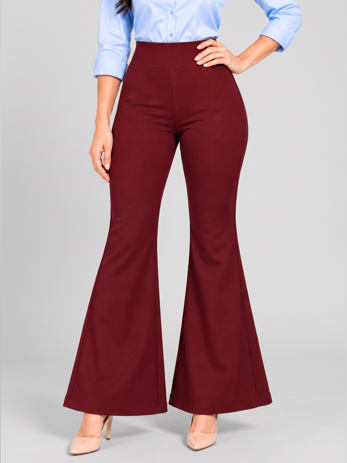 Super Soft Cotton Flared Pants - Wine