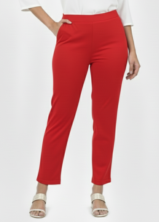 Super Soft Cotton Straight Pants - Red
