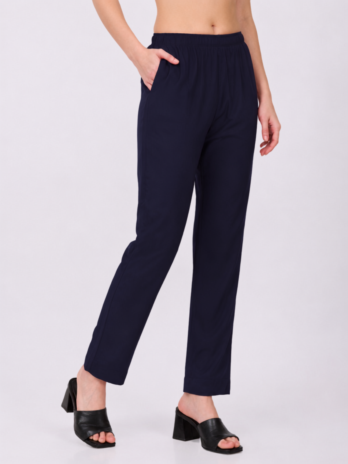 Stylish Women's Rayon Kurti Pants - Navy Blue