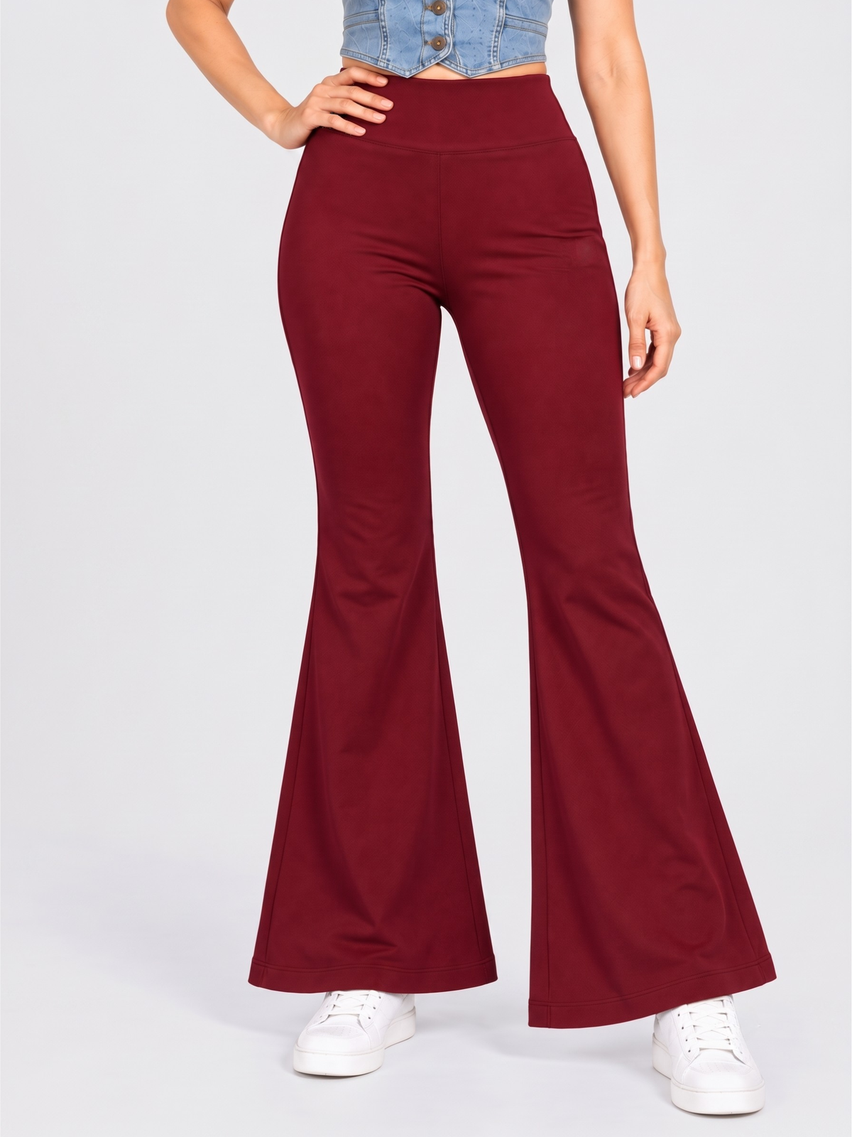 Super Soft Cotton Flared Pants - Maroon