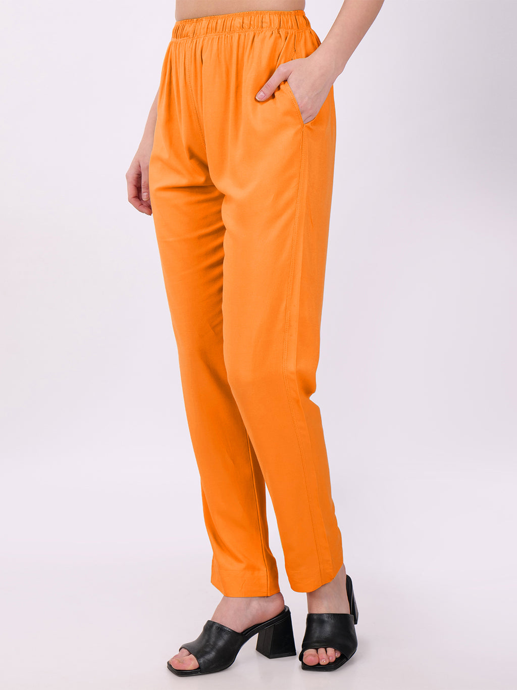 Stylish Women's Rayon Kurti Pants - Orange