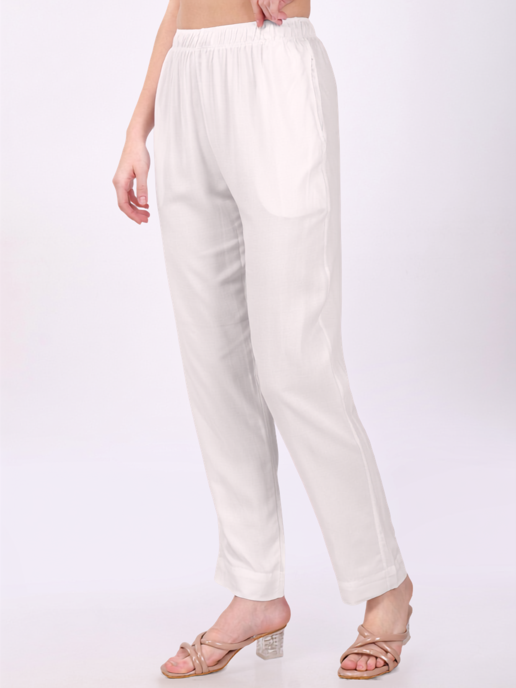Stylish Women's Rayon Kurti Pants - Off White