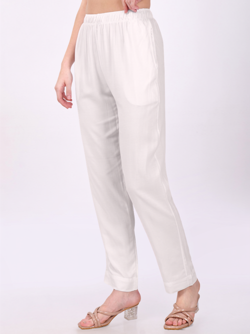 Stylish Women's Rayon Kurti Pants - Off White