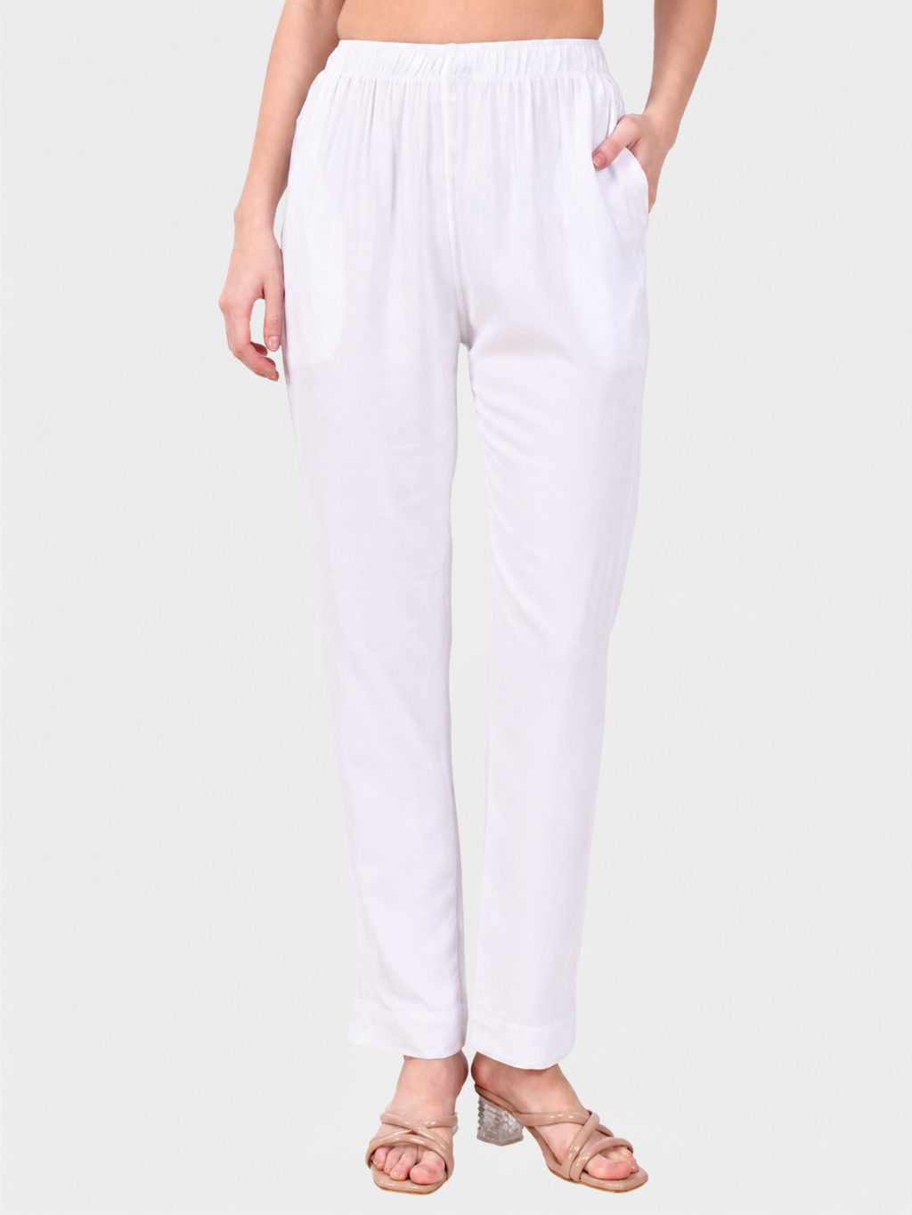 Stylish Women's Rayon Kurti Pants - White