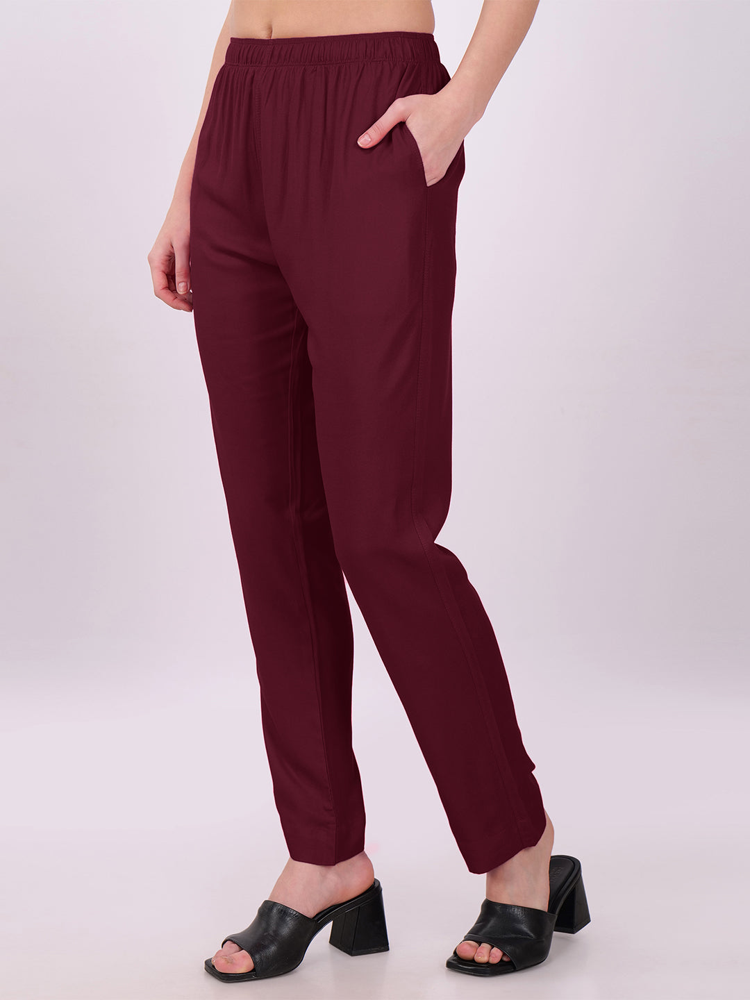 Stylish Women's Rayon Kurti Pants - Wine