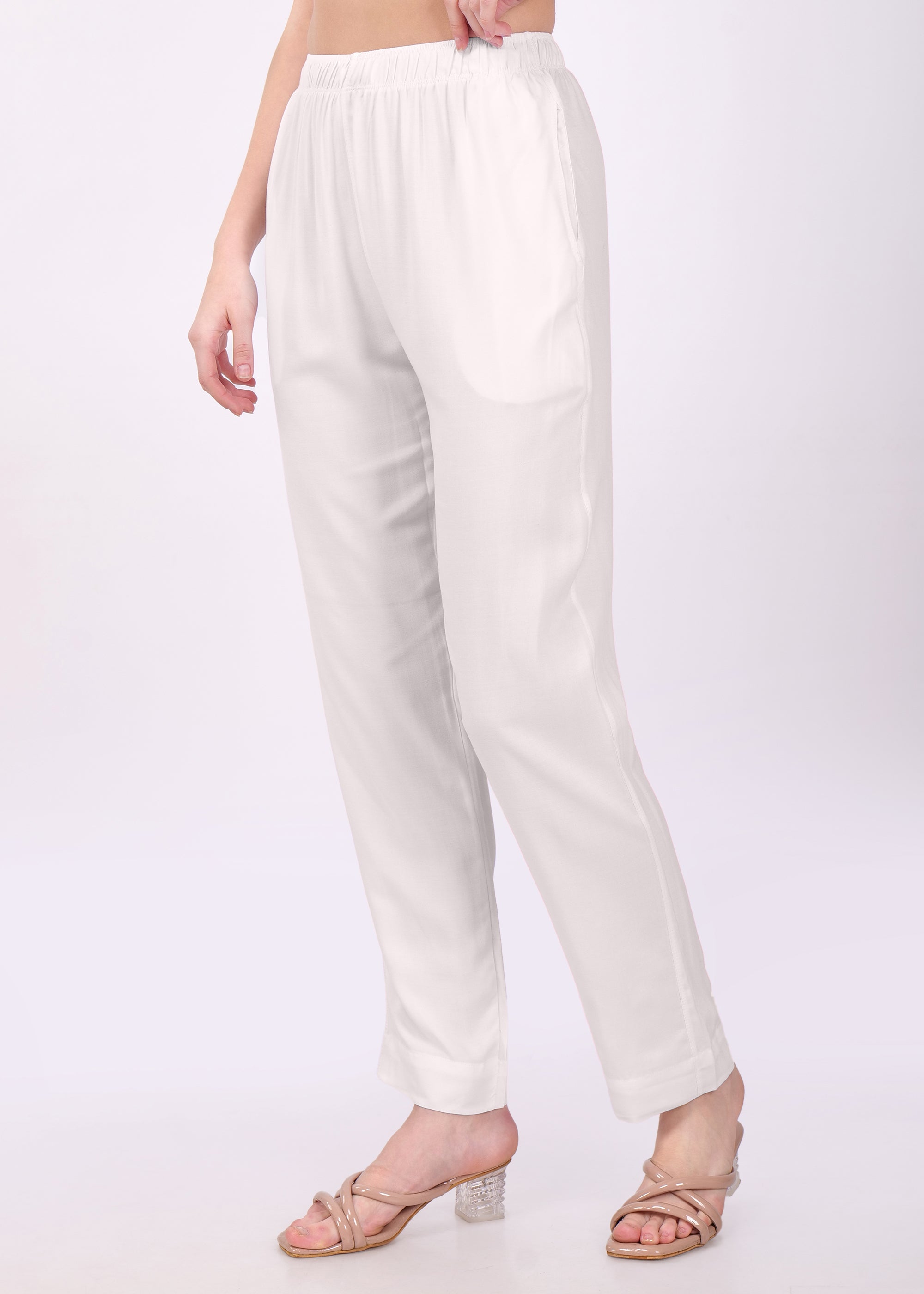 Stylish Women's Rayon Kurti Pants - Off White