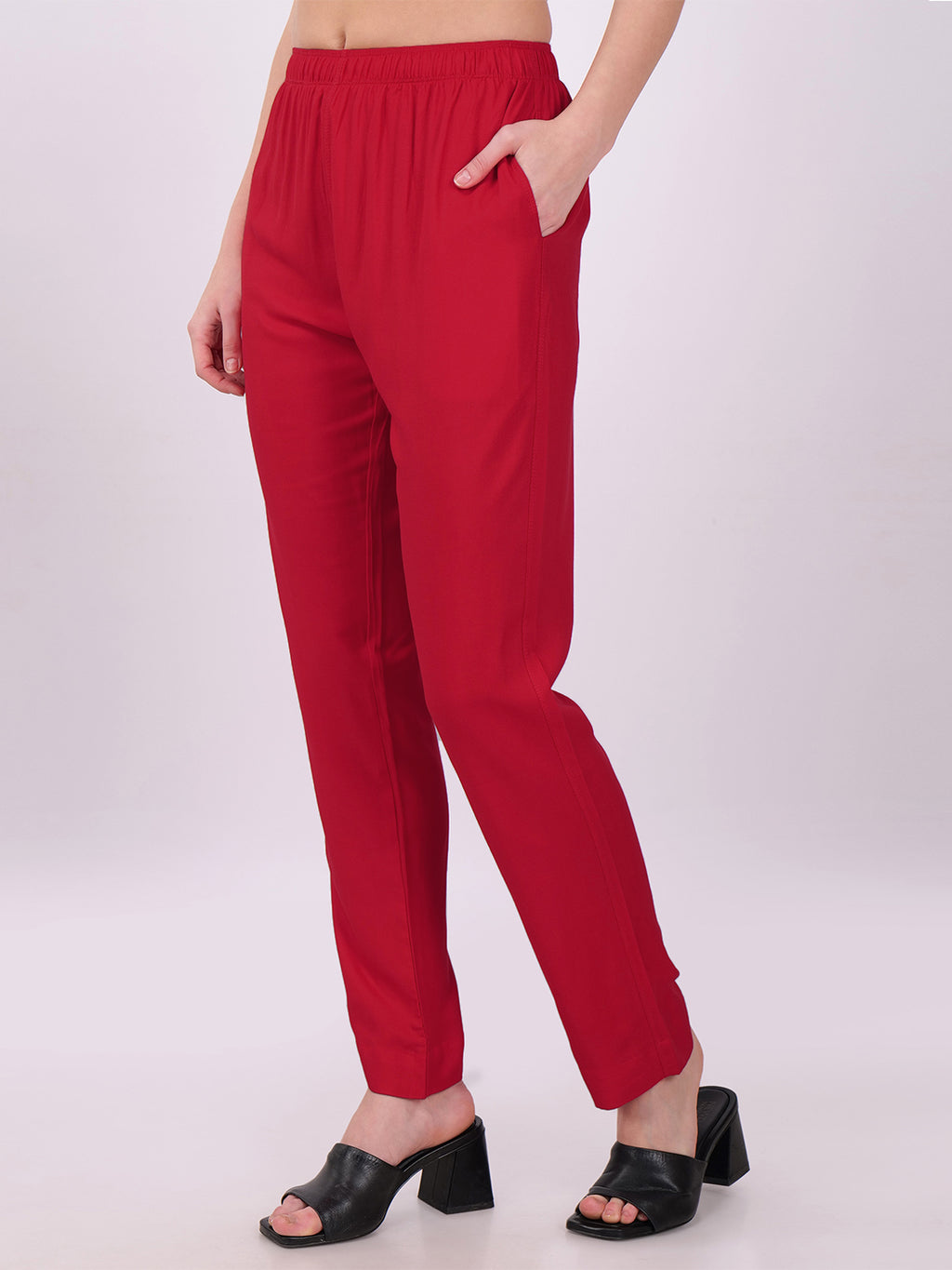 Stylish Women's Rayon Kurti Pants - Maroon