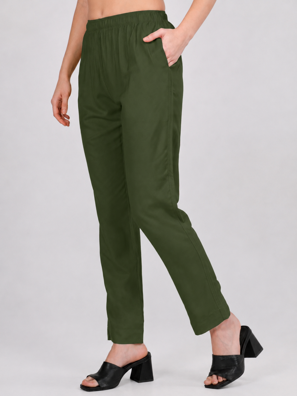 Stylish Women's Rayon Kurti Pants - Olive Green