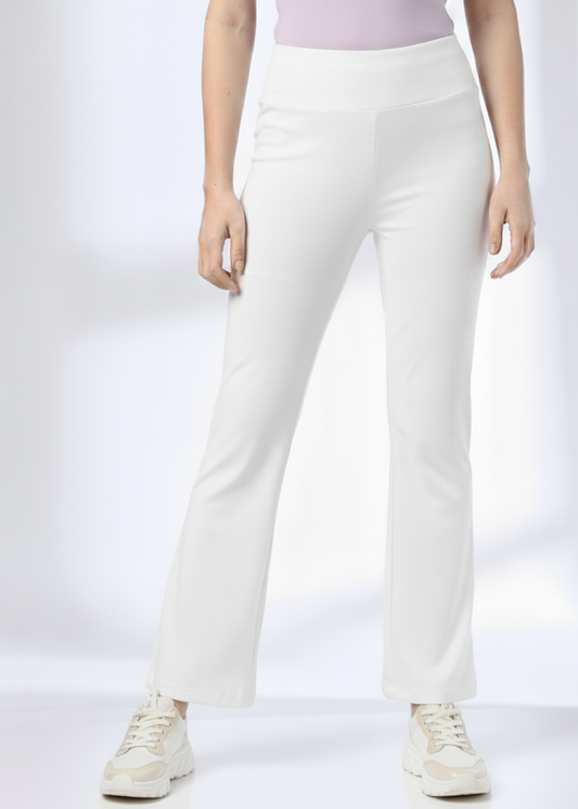 Super Soft Cotton Flared Pants - White