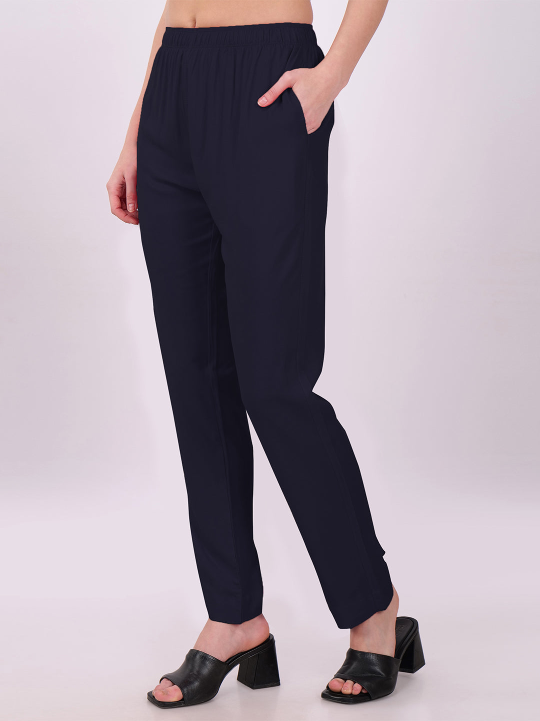 Stylish Women's Rayon Kurti Pants - Navy Blue