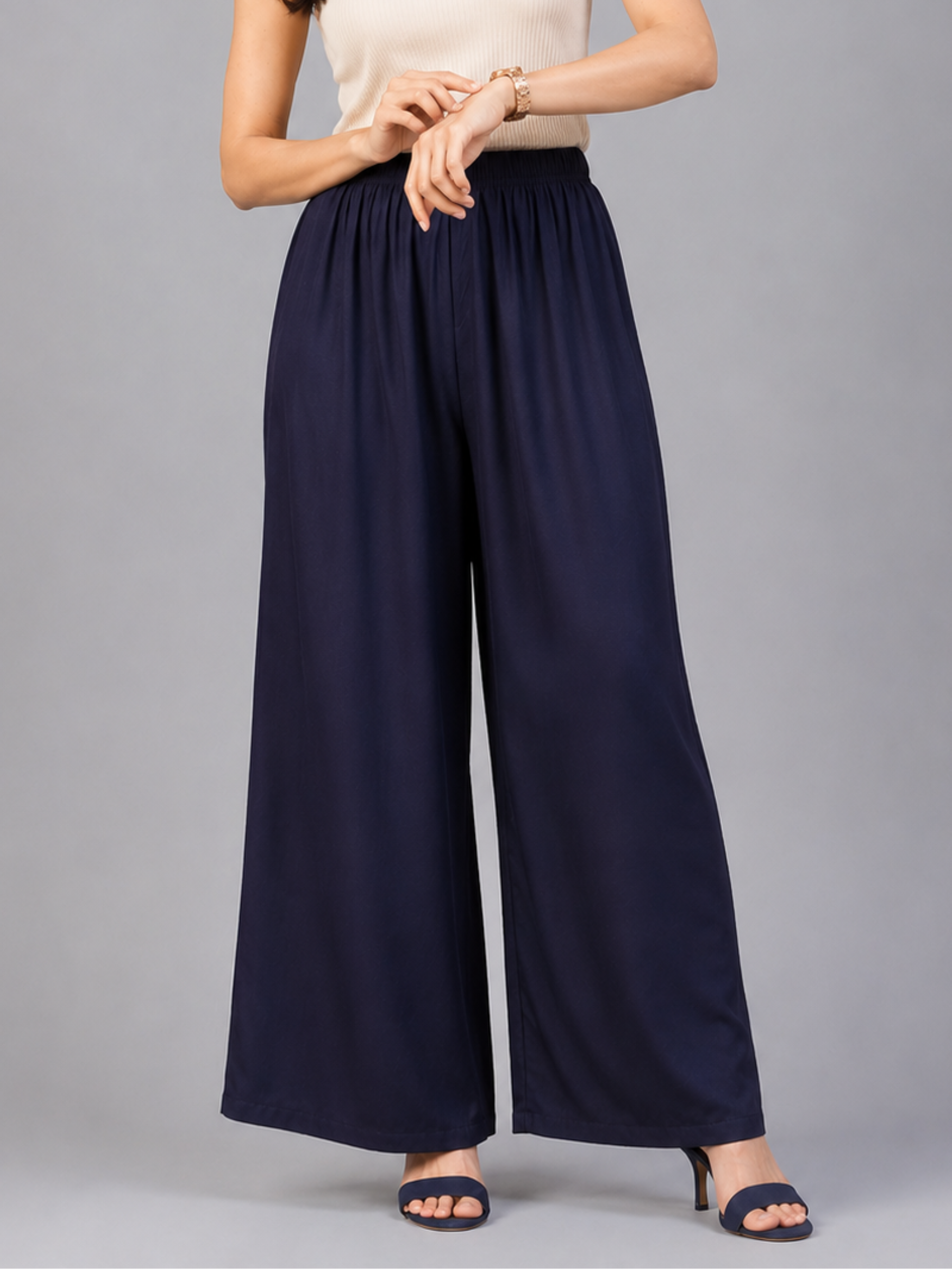 Stylish Women's Palazzo - Navy Blue