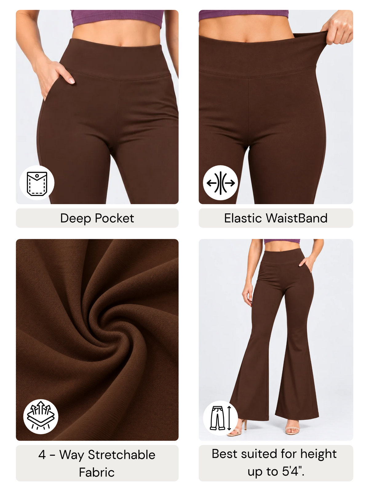 Super Soft Cotton Flared Pants - Coffeebrown