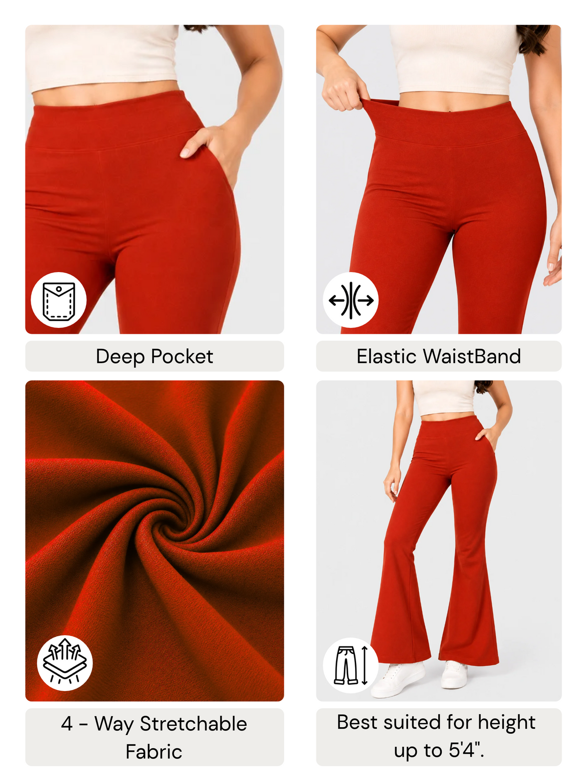 Super Soft Cotton Flared Pants - Rust