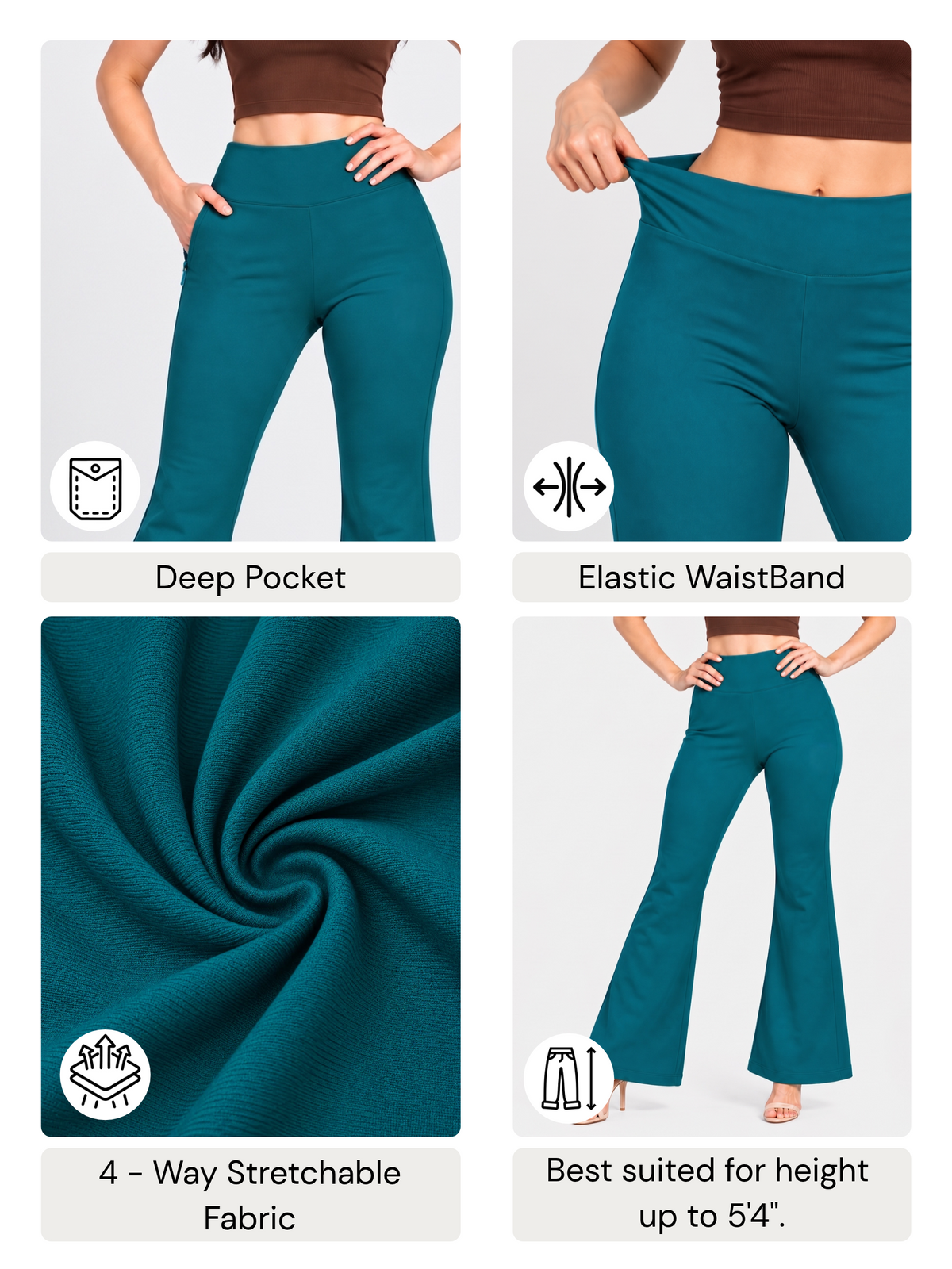 Super Soft Cotton Flared Pants - Teal