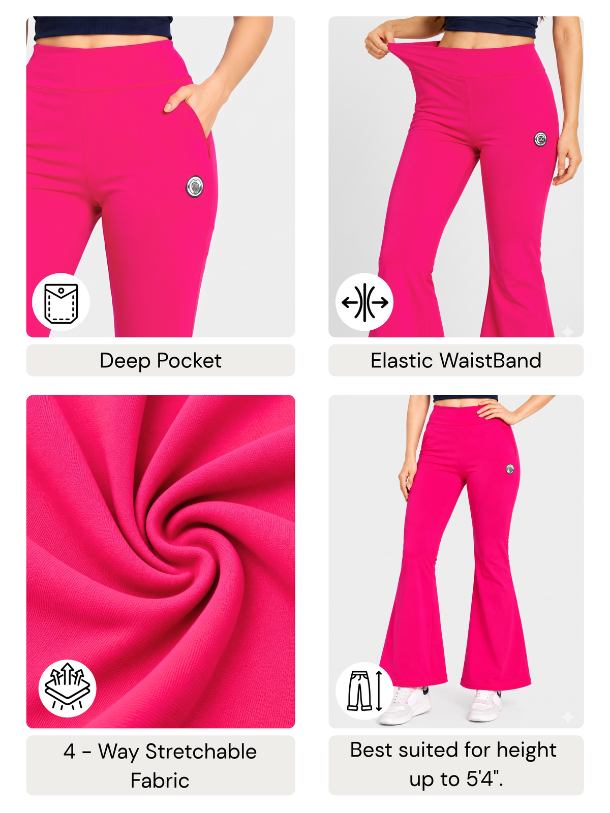 Super Soft Cotton Flared Pants - Magenta