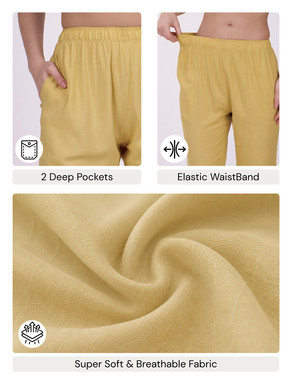 Stylish Women's Rayon Kurti Pants - Golden