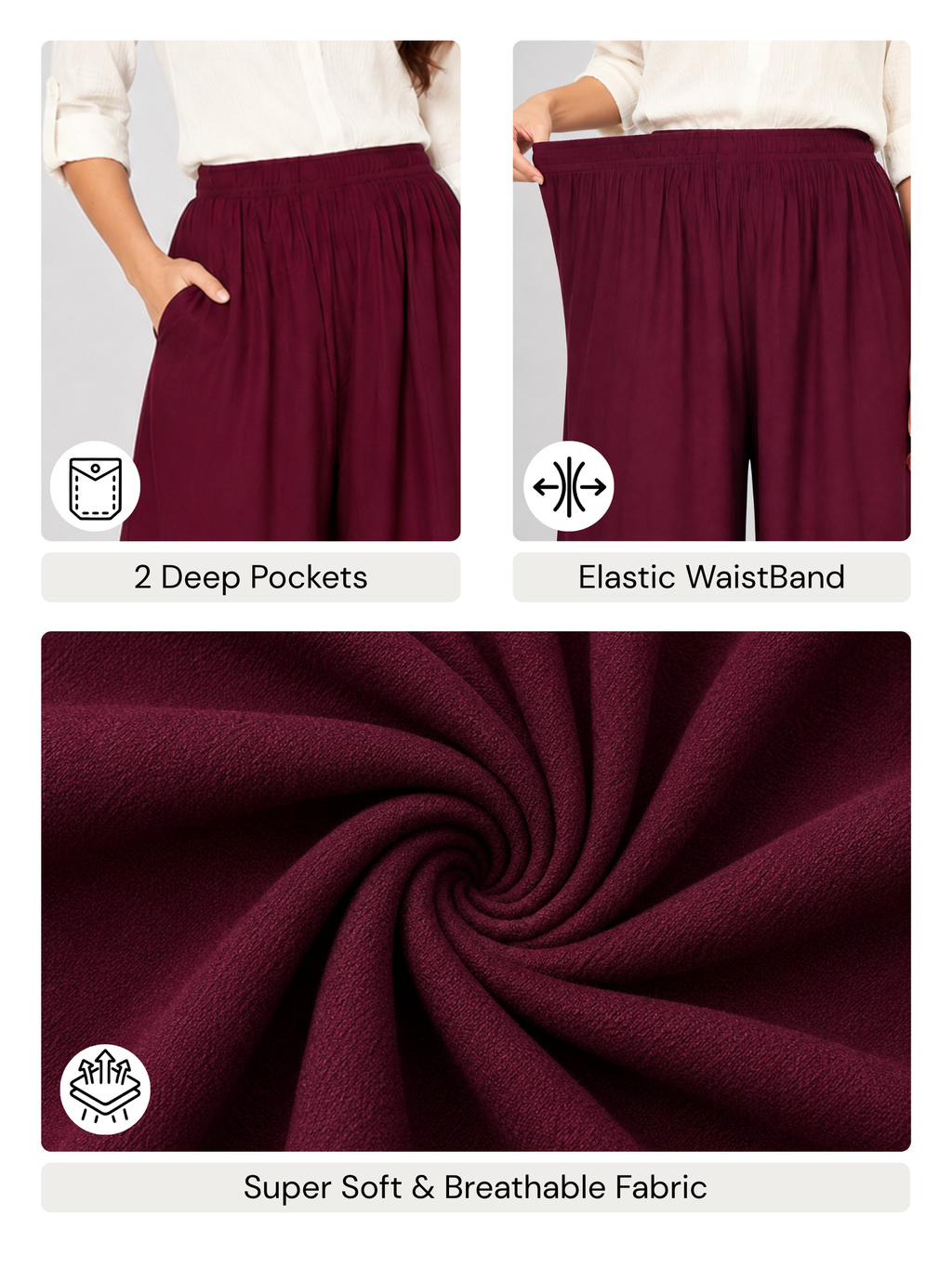 Stylish Women's Palazzo - Wine