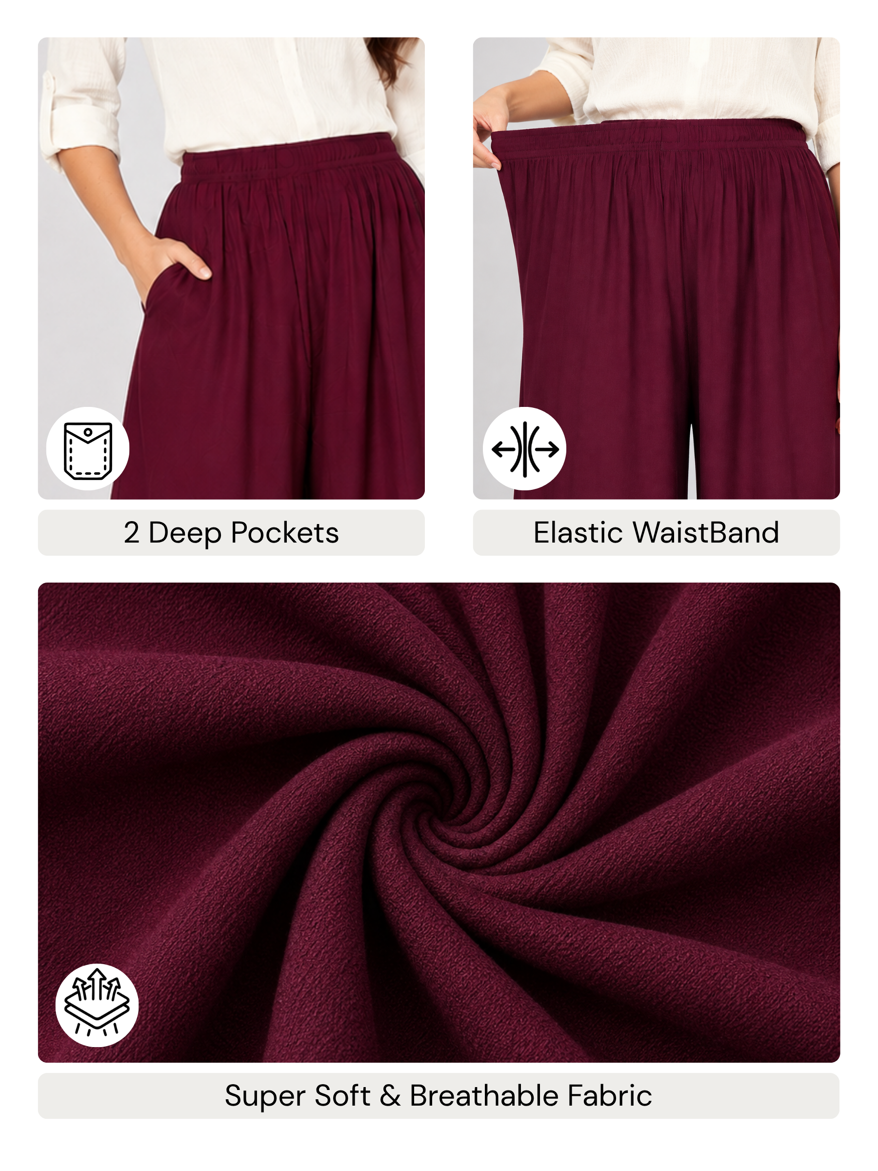 Stylish Women's Palazzo - Wine