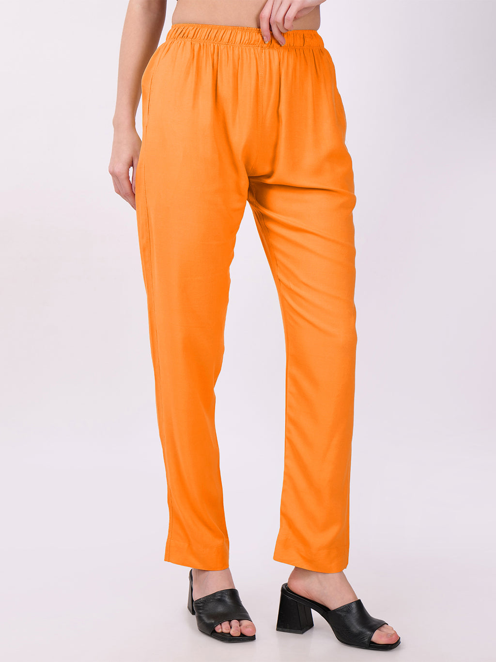 Stylish Women's Rayon Kurti Pants - Orange