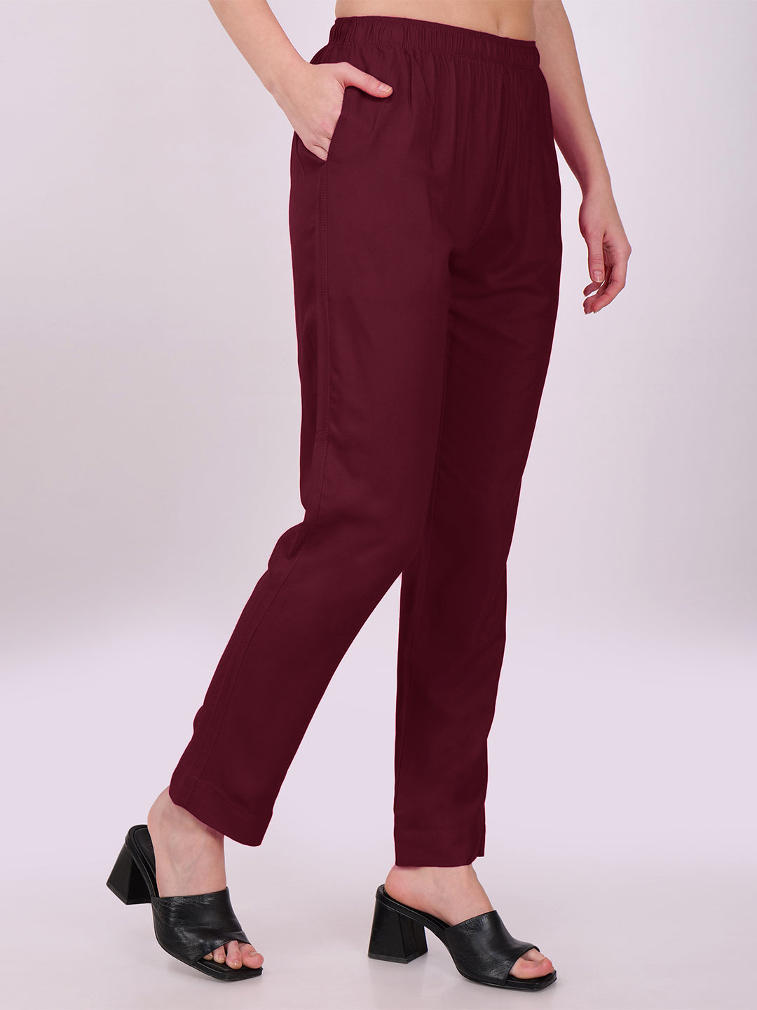 Stylish Women's Rayon Kurti Pants - Wine