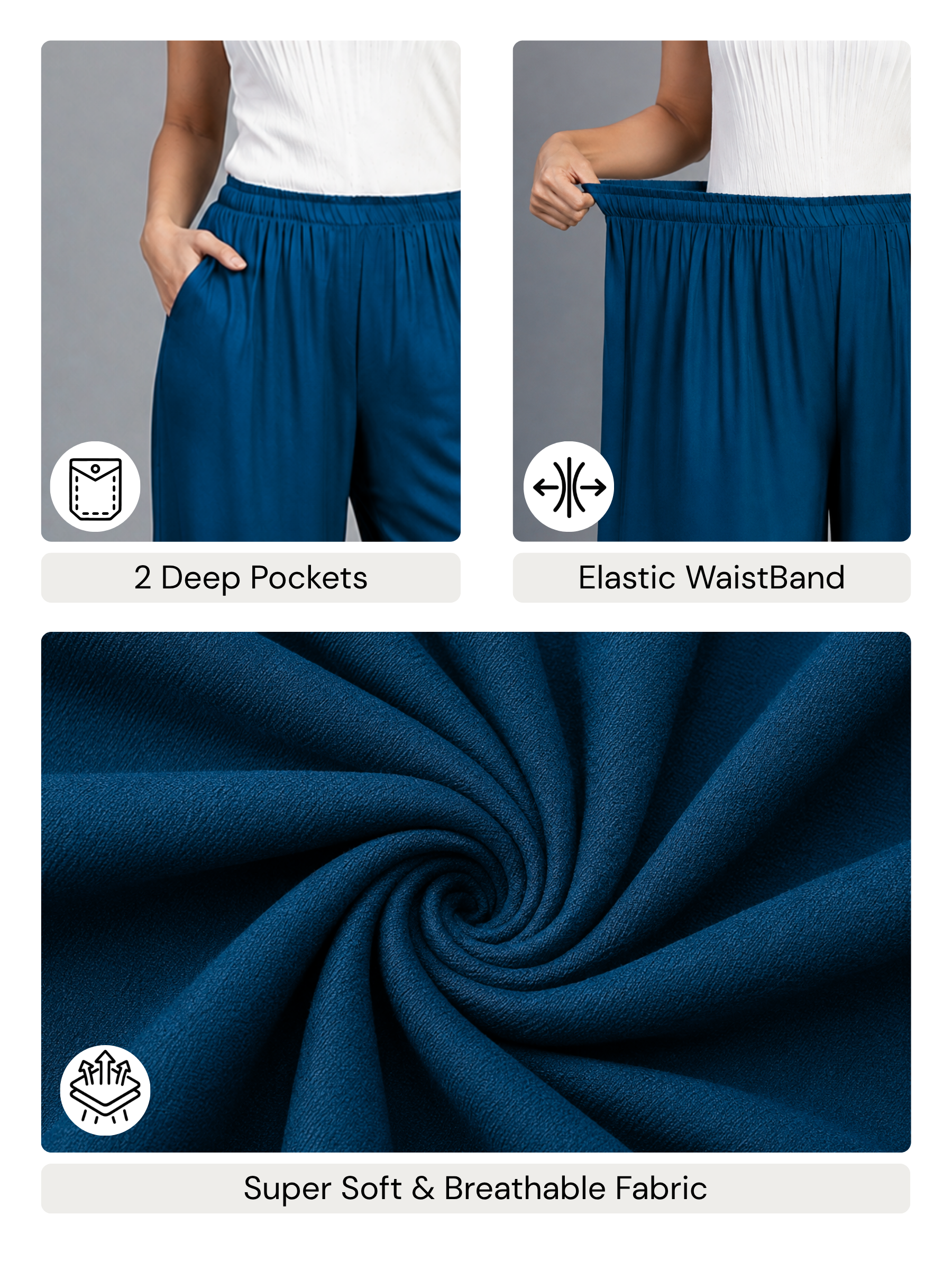 Stylish Women's Palazzo - Petrol Blue