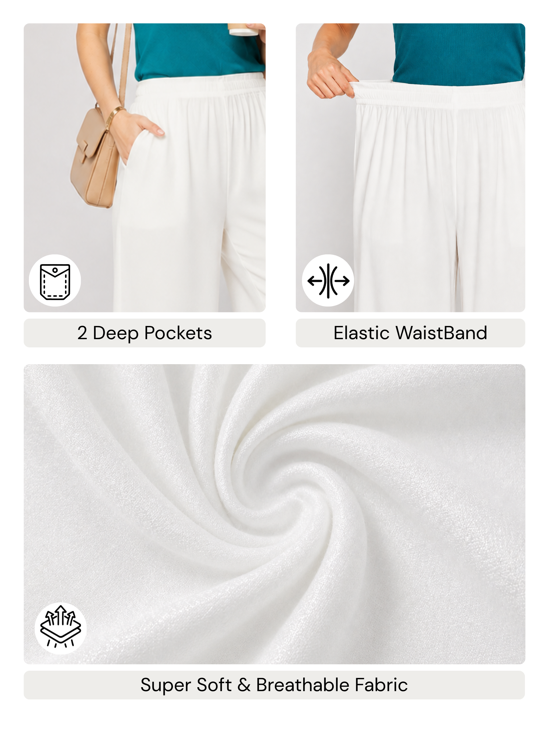 Stylish Women's Palazzo - White