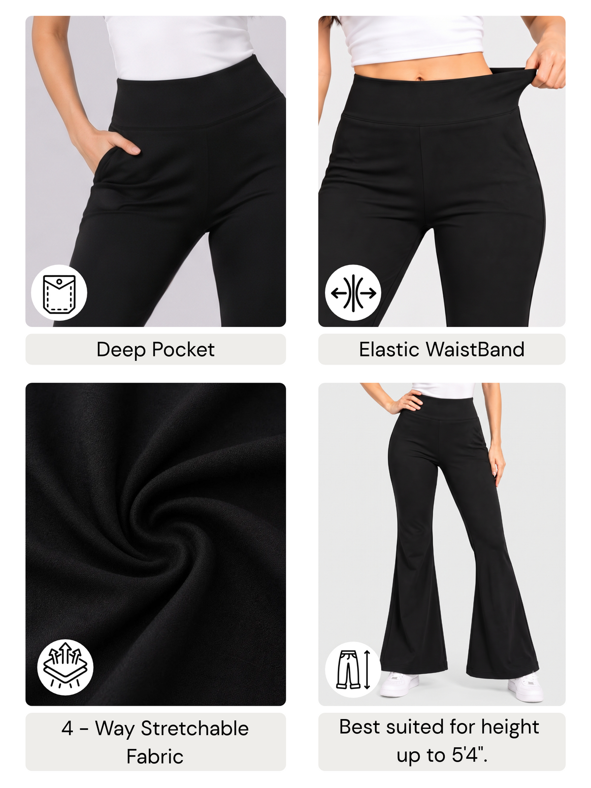Super Soft Cotton Flared Pants - Black