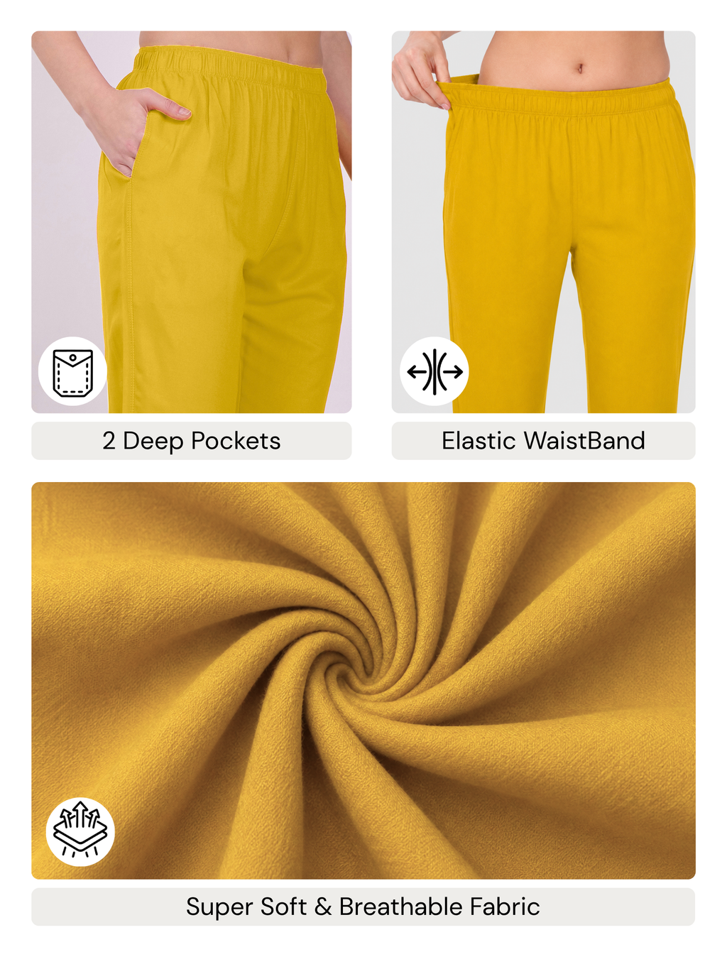 Stylish Women's Rayon Kurti Pants - Mustard