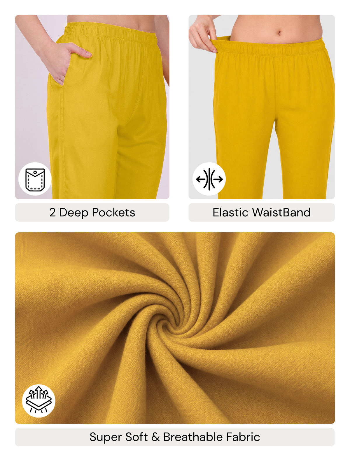 Stylish Women's Rayon Kurti Pants - Mustard