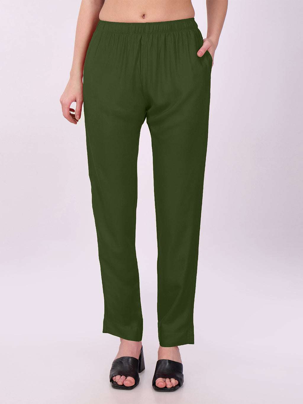Stylish Women's Rayon Kurti Pants - Bottlegreen