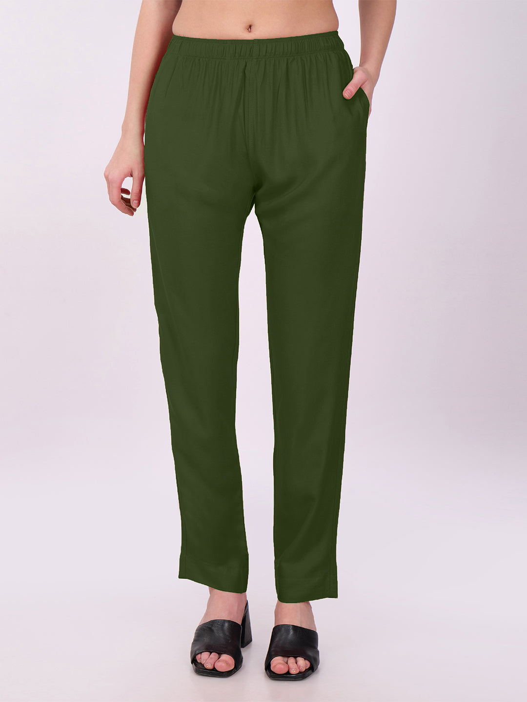 Stylish Women's Rayon Kurti Pants - Bottlegreen