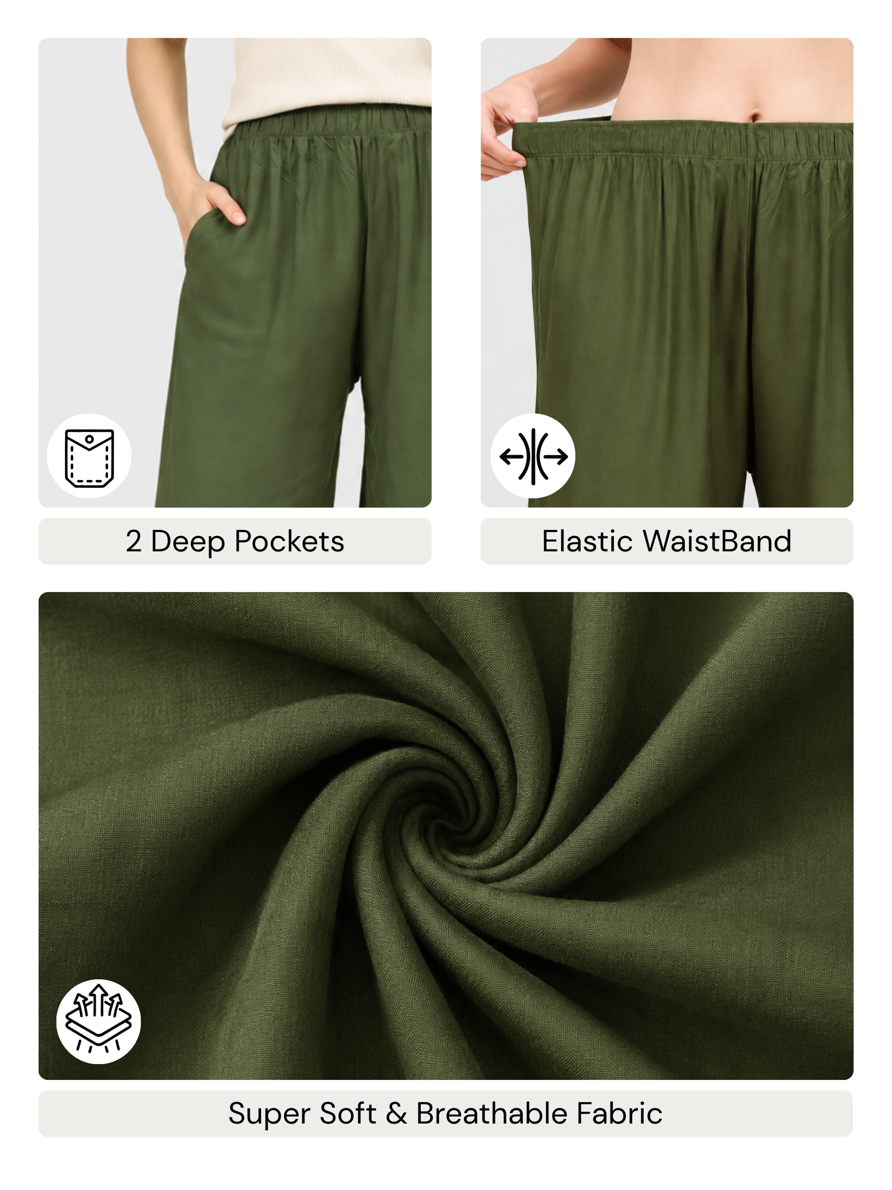 Stylish Women's Palazzo - Olive Green